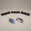 Epson roller kit components shown in exploded view in front of the WorkForce DS-320, ES-200, and ES-300W portable document scanners