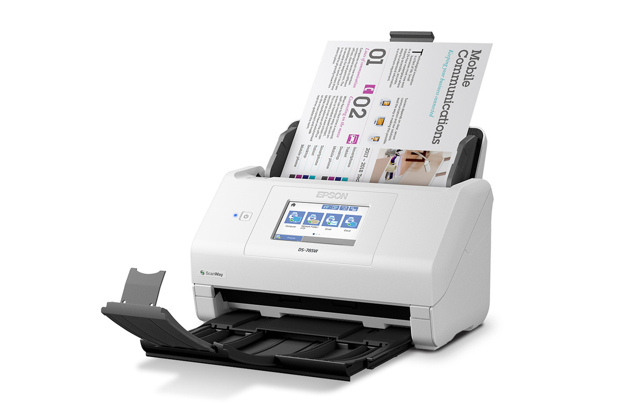 Epson DS-785W High-Speed Wireless Desktop Document Scanner Left Profile